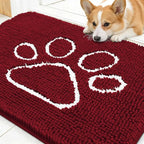 OLANLY Dog Door Mat for Muddy Paws 30x20, Paw Print Design Chenille Mud Mat | by OLANLY