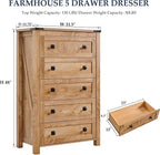 T4TREAM Farmhouse 5 Drawers Dresser Chests - Image 2