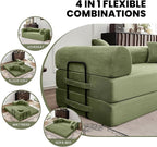 79'' Corduroy Sleeper Couch Bed, No Assembly Modular Floor Sofa - Image 3