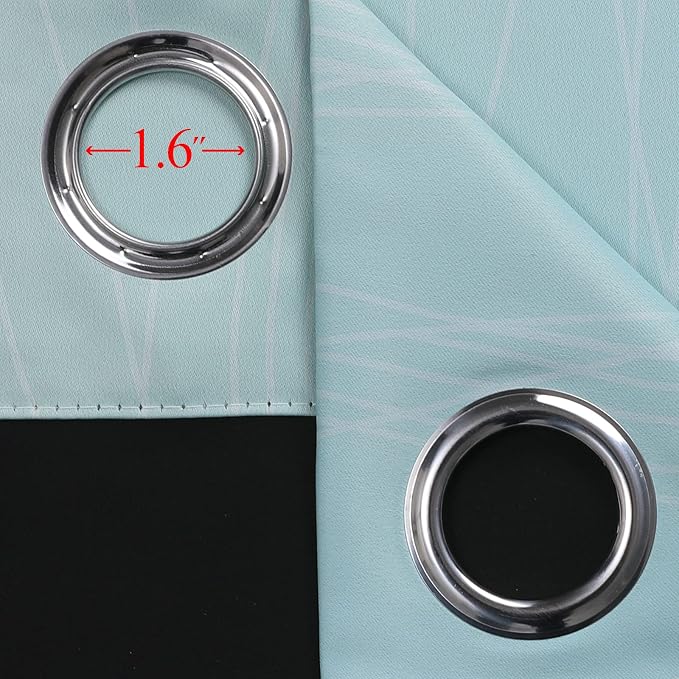 Aqua and Beige Ombre Blackout Bedroom Curtains 102 Inches | Thermal Insulated - Image 7