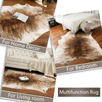 Western Faux Cowhide Rug, Animal Cow Hide Rug, 6.2 x 5.2 Ft Brownish | Premium - Image 7