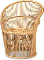Modern Bohemian Natural Brown Rattan Accent Chair Eclectic Handmade - Image 2
