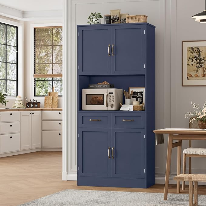 HOSTACK 71“ Tall Kitchen Pantry Storage Cabinet, Modern Kitchen Hutch Bar - Image 2