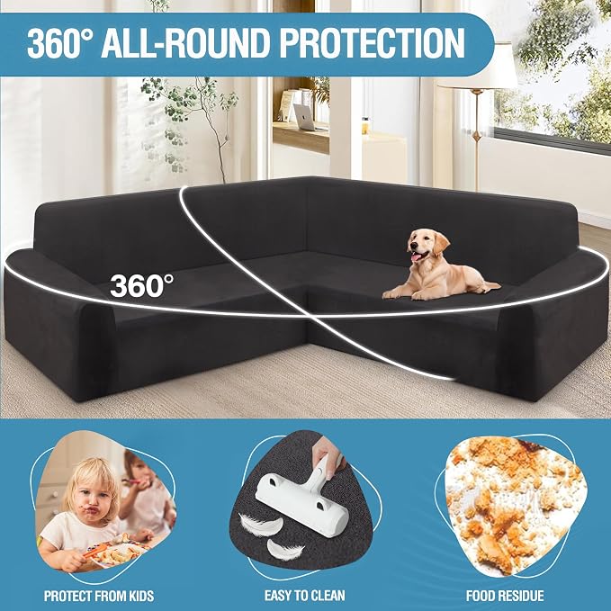 HDCAXKJ Corner Sectional Couch Covers Velvet Stretch L Shape Sofa Cover Soft - Image 4