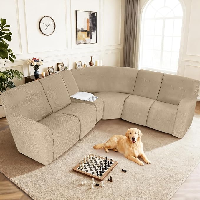 ALIECOM 100% Waterproof Recliner Sectional Couch Covers L Shape Stretch Corner - Image 2