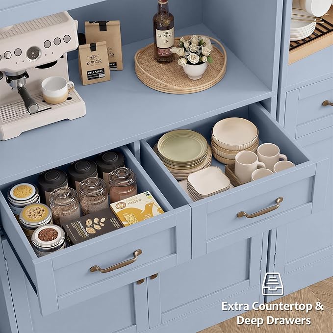 HOSTACK 71" Tall Kitchen Pantry Storage Cabinet, Modern Kitchen Hutch Bar - Image 6