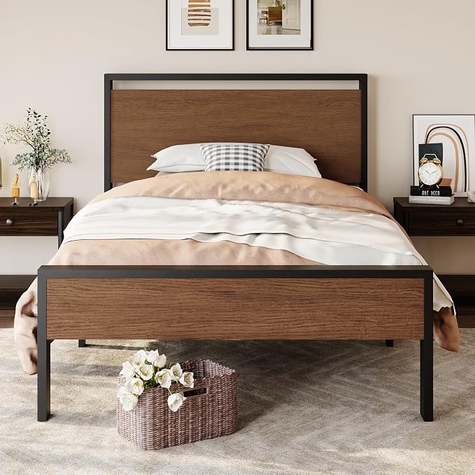 SHA CERLIN 14 Inch Twin Size Metal Platform Bed Frame - Image 3