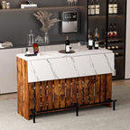 Home Bar Unit with LED Lights and Charging Station, Imitation Marble Mini - Image 2