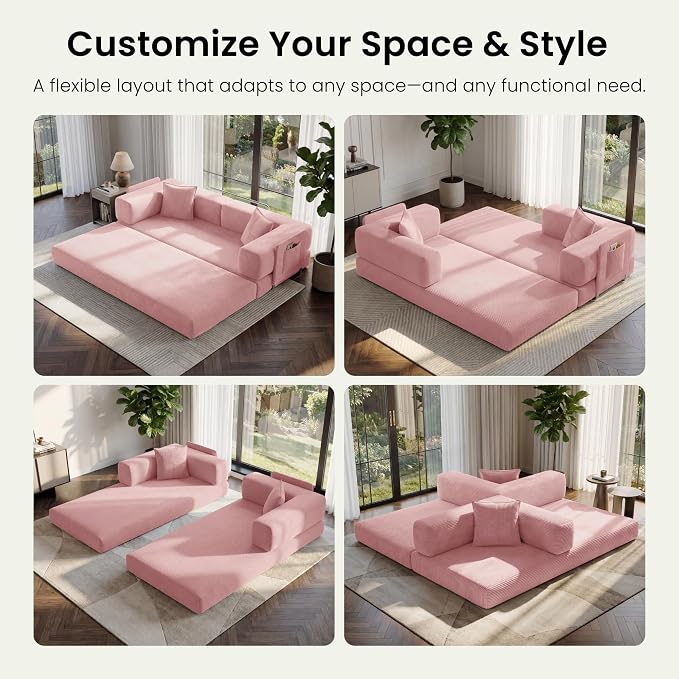 78.8" Convertible Futon Sofa Bed, Corduroy Futon Couch - Image 3