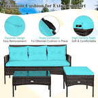 Tangkula 3 Pieces Patio Conversation Set, Outdoor PE Rattan Wicker Furniture - Image 9
