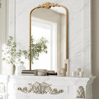 Besdomus Large Vintage Arched Mirror: 24"x42" French Arch Gleaming Gold Antique - Image 3