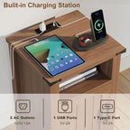 Farmhouse Nightstand with Charging Station, End Table with USB/Type-C Ports and - Image 4