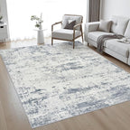 Area Rug Living Room: 3x5 Modern Washable Soft Carpet Blue Grey | by FXRHLP
