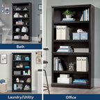Sauder 5 Tier Book Shelf Wooden Bookcase Multipurpose Bookshelf - Image 6