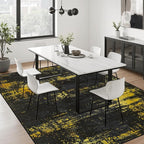 5x8 Area Rug Living Room: Modern Washable Soft Carpet Black Gold | - Image 9
