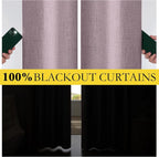 NICETOWN Chaise Mauve Vintage Linen 100% Blackout Curtains - Image 4