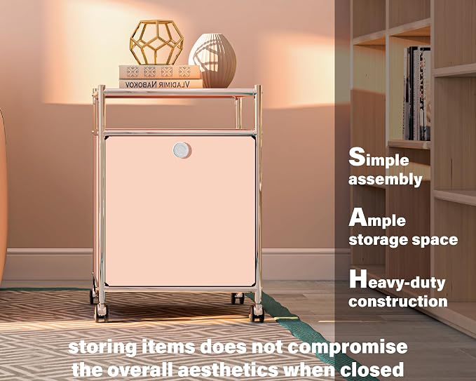 Matte Storage Cart with Flap Door, Large Capacity Storage Cart with Detachable - Image 3