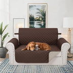 Reversible 45" Small Loveseat Sofa Covers, Chocolate/Beige | Loveseat Covers - Image 2
