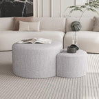 Upholstered Round Nesting Coffee Tables Set of 2 - Image 4