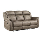 Lexicon 83.5" W Manual Double Reclining Sofa, Polished Microfiber Recliner Sofa - Image 6