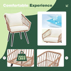 ECOTOUGE 3 Piece Wicker Patio Bistro Set, Outdoor Rattan Dining Set - Image 3