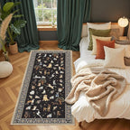 Black Hallway Runner Rug 2x5 for Bedroom Kitchen | Ultra-Thin; Boho Style; Low - Image 2