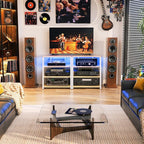 Besiost AV Media Stand with Outlets, Media Console with LED Lights, Stereo - Image 8