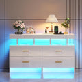 HNEBC Nightstand Set of 2 with Charging Station, Auto LED Night Stand with by HNEBC