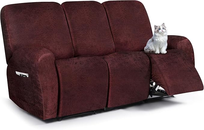 ANARACHON Leather Look Recliner Couch Cover, 8-Pieces Stretch Recliner Sofa by ANARACHON