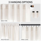 Ivory White Linen Back Tab Curtains 84 Inch Length - Image 2
