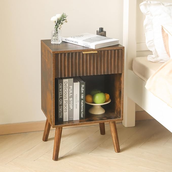 Fultyle Mid Century Modern Nightstand, Wood Bedside Table - Image 8