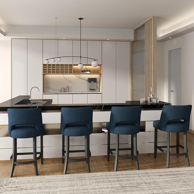 VKNOW Bar Stools Set of 4, Modern Counter Height Bar Stools - Image 4