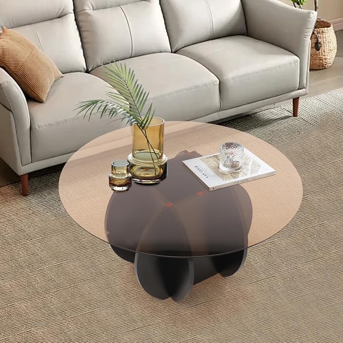 Round Glass Coffee Table for Living Room - Image 5