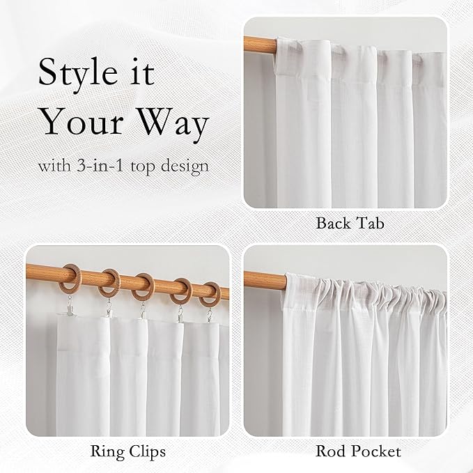 MYSKY HOME Short White Sheer Curtains - Image 4