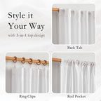 MYSKY HOME White Curtains 80 Inch Length 2 Panels Set - Image 4