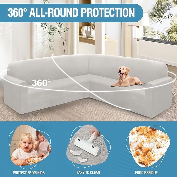 HDCAXKJ Corner Sectional Couch Covers Velvet Stretch L Shape Sofa Cover Soft - Image 5