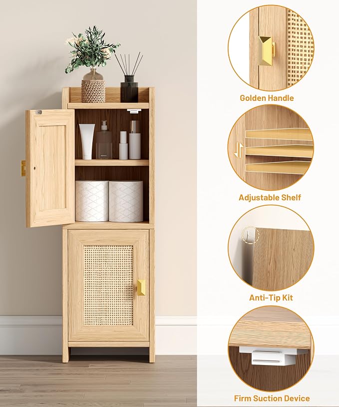 Akxomel Rattan Small Bathroom Cabinet - Image 5