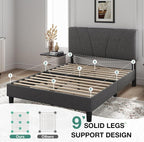 Novilla Full Bed Frame Upholstered Platform Full Size Bed Frame - Image 5