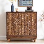 weselon Accent Cabinet with 2 Doors, Farmhouse Carved Buffet Sideboard with by WelcometoFurnitureSalon