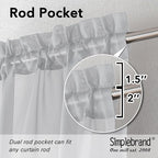 Simplebrand Light Grey Sheer Curtains 90 Inches Long 2 Panels, Light Filtering - Image 5