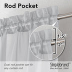 Simplebrand Light Grey Sheer Curtains 96 Inches Long, Light Filtering Silver - Image 2