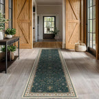 Dark Green Washable Kitchen Runner Rug, Stain Resistant Rugs - Image 3