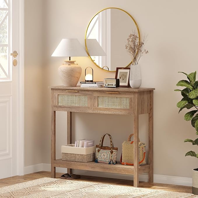Trironsun Farmhouse Rattan Console Table - Image 6