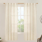 Semi Sheer Beige Linen Curtains 72 inch 2 Panels, 34 x 72 Inch | Light by LAMIT