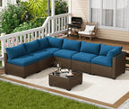 LOUVIXA 7 Piece Outdoor Patio Furniture Set, Outdoor Sectional Sofa, Wicker - Image 3