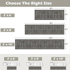 Grey Hallway Runner Rug 2x6 for Bedroom Kitchen | Low Pile; Non Slip; Stain - Image 2