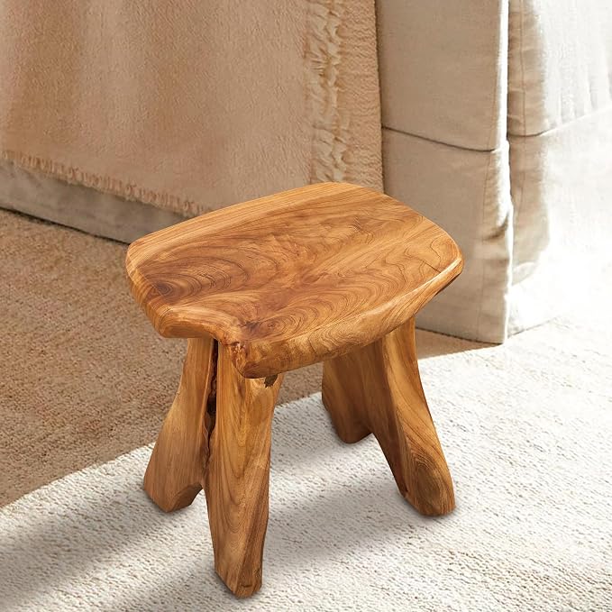 Natural Shape Stump Stool 12.5"x10"x12" Solid Wood Cedar Root End Table Rustic by Warmaxx-warmhomesweetdream
