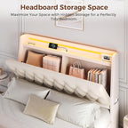 Full LED Velvet Bed Frame with 2 Storage Drawers&Hidden Headboard, Upholstered - Image 3