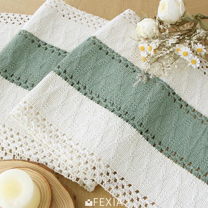 FEXIA Sage Green Table Runner 90 Inches Long - Image 3