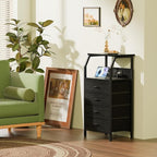 Furnulem Night Stand with Charging Station, 4 Drawer Dresser with Storage Shelf - Image 4